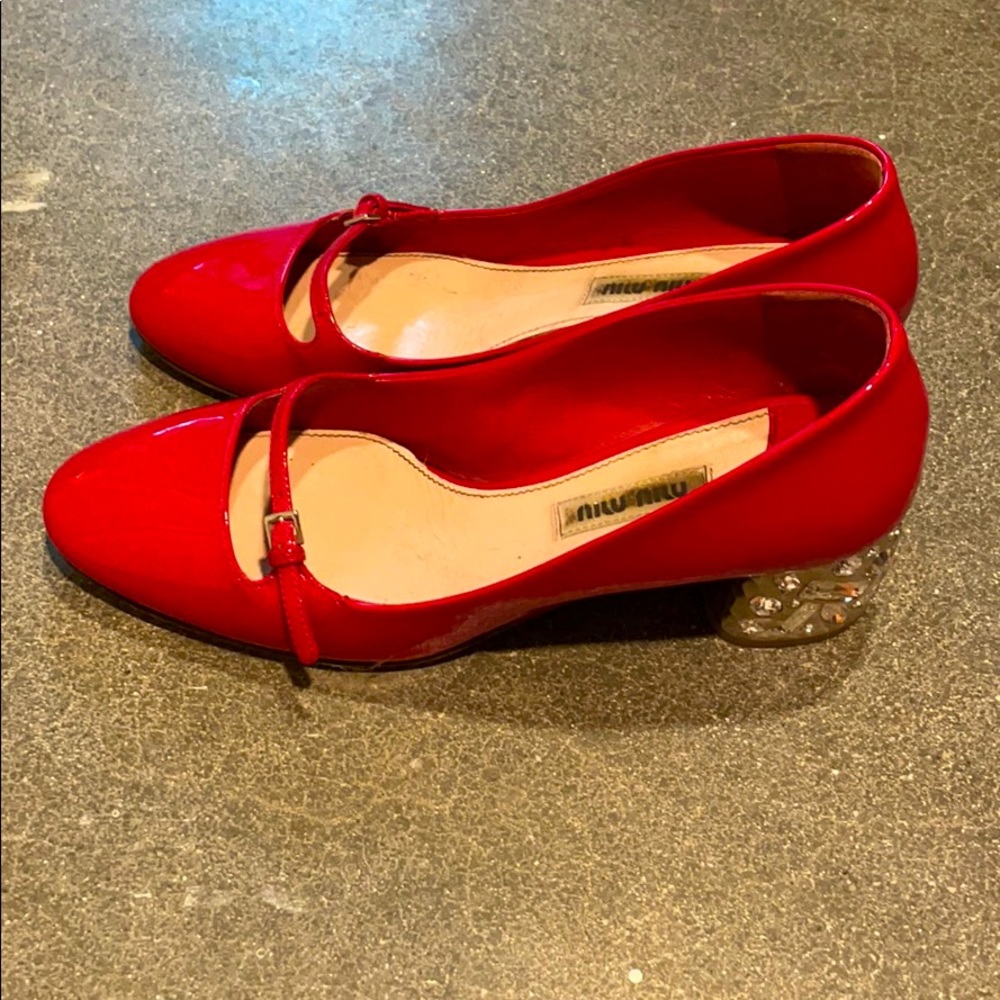 Miu Miu Patent Leather pumps with Crystal Heels